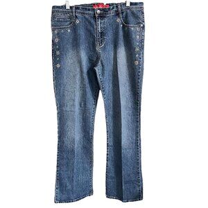 Womens Cosmopolitan Jeans Stretch Embroidered Rhinestones Size 14 Meas 37x31.5
